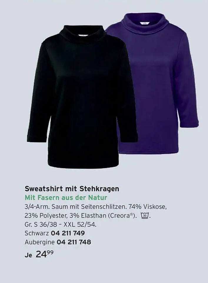 Sweatshirt mit Stehkragen - Mit Fasern aus der Natur