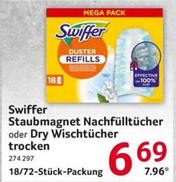 Swiffer Staubmagnet Nachfülltücher oder Dry Wischtücher trocken - Mega Pack