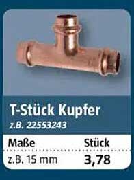 T-Stück Kupfer, z.B. 15 mm