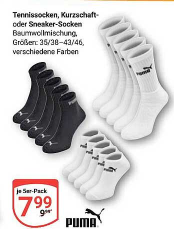 Tennissocken, Kurzschaft- oder Sneaker-Socken je 5er-Pack