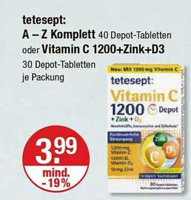 tetesept A – Z Komplett Depot-Tabletten oder Vitamin C 1200+Zink+D3