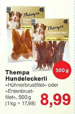 Thempar Hundeleckerli »Hühnerbrustfilet« oder »Entenbrustfilet«, 500 g