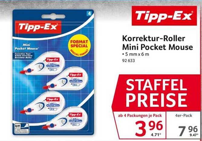 Tipp-Ex Korrektur-Roller Mini Pocket Mouse - 4er Pack