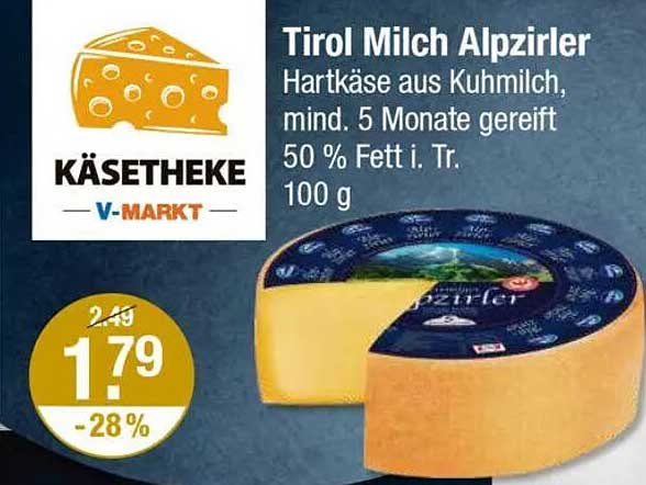 Tirol Milch Alpirziler Hartkäse aus Kuhmilch