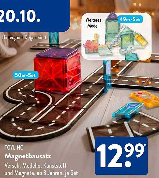 TOYLINO Magnetbausatz 50er-Set für kreatives Spielen