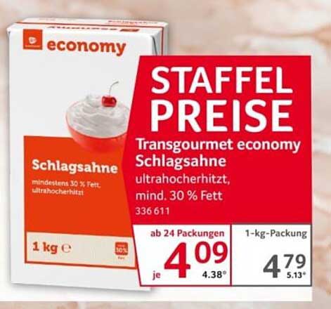 Transgourmet economy Schlagrahm 1 kg