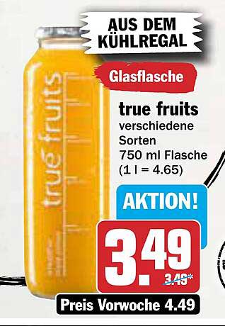 true fruits 750 ml Glasflasche - verschiedene Sorten