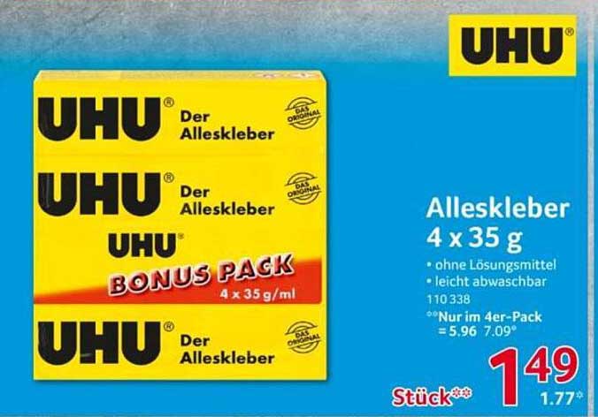 UHU Der Alleskleber Bonus Pack 4 x 35 g
