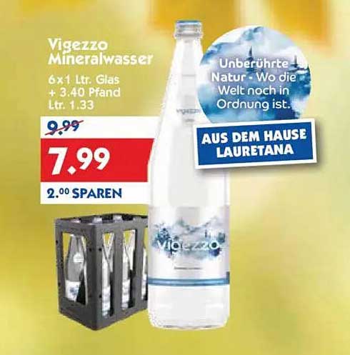 Vigezzo Mineralwasser 6 x 1 Ltr. Glas + 3,40 Pfand