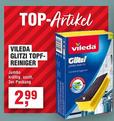 VILEDA GLITZI TOPF-REINIGER Jumbo kräftig, sanft, 3er Packung