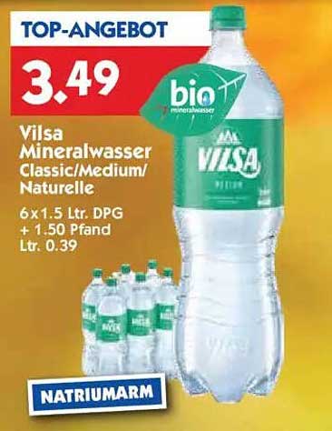 Vilsa Mineralwasser Classic/Medium/Naturelle 6x1.5 Ltr.