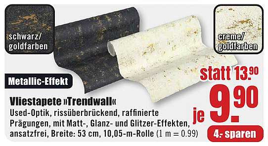 Vliestapete »Trendwall« in Schwarz/Gold und Creme/Gold