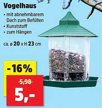 Vogelhaus mit abnehmbarem Dach zum Befüllen