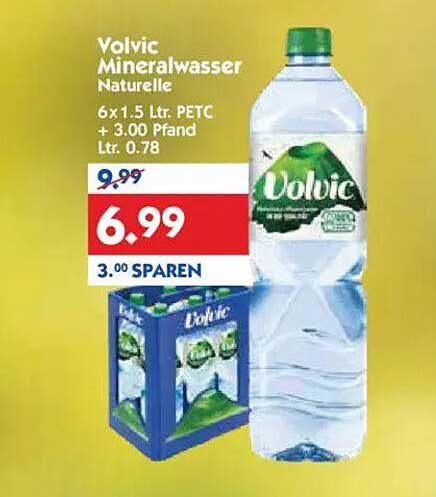 Volvic Mineralwasser Naturelle 6 x 1,5 L.