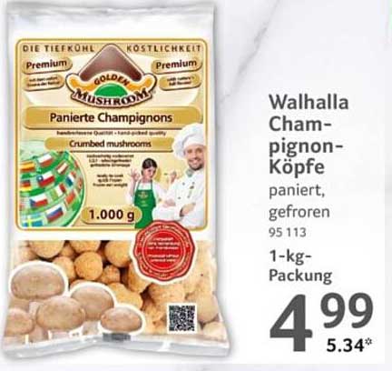 Walhalla Champignon-Köpfe, paniert, gefroren - 1 kg Packung