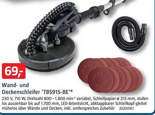 Wand- und Deckenschleifer 'TBS915-BE'*