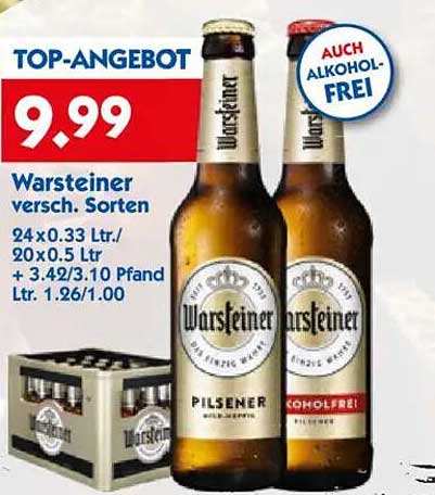 Warsteiner 24 x 0,33 L / 20 x 0,5 L - Verschiedene Sorten