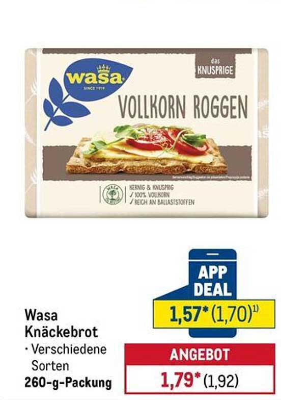 Wasa Knäckebrot Vollkorn Roggen - 260-g-Packung