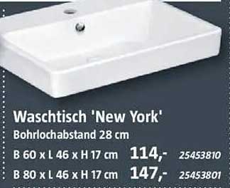 Waschtisch 'New York' - 60 x 46 x 17 cm oder 80 x 46 x 17 cm