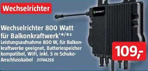 Wechselrichter 800 Watt für Balkonkraftwerk