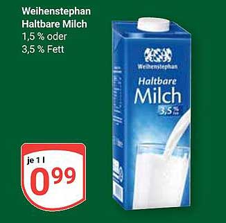 Weihenstephan Haltbare Milch 1,5 % oder 3,5 % Fett