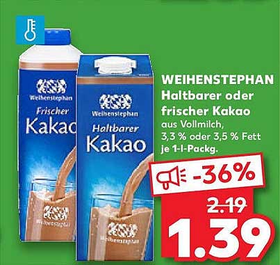WEIHENSTEPHAN Haltbarer oder frischer Kakao