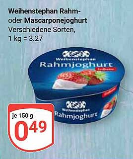 Weihenstephan Rahm- oder Mascarponejoghurt, 150 g