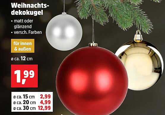 Weihnachtsdeko-Kugel Ø 12 cm - Glänzend oder Matt in verschiedenen Farben