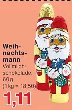 Weihnachtsmann Vollmilfschokolade, 60g
