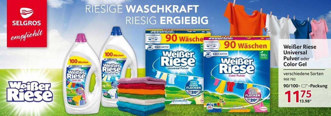 Weißer Riese Universal Pulver oder Color Gel – 90/100 Wäschen