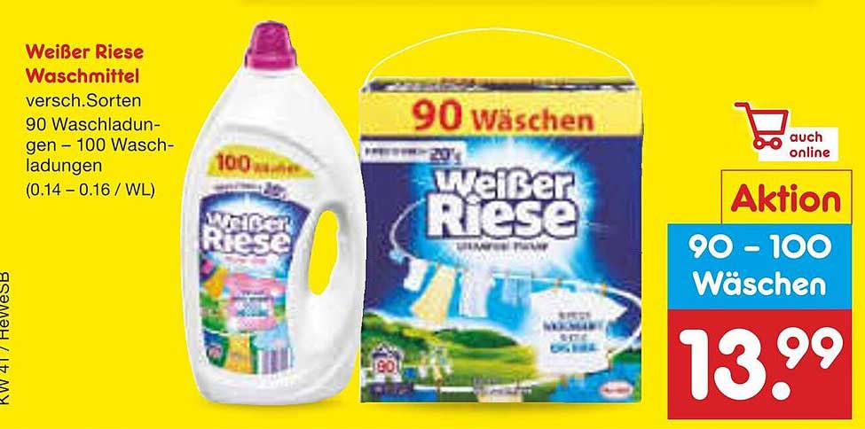 Weißer Riese Waschmittel - 90 Waschladungen für nur 13,99 €