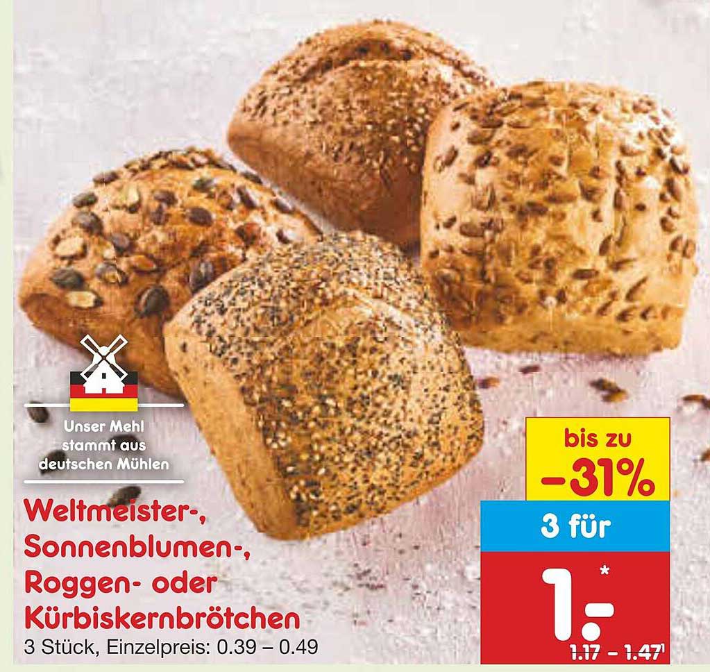 Weltmeister-, Sonnenblumen-, Roggen- oder Kürbiskernbrötchen
