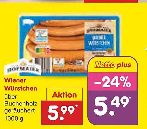 Wiener Würstchen über Buchenholz geräuchert 1000 g
