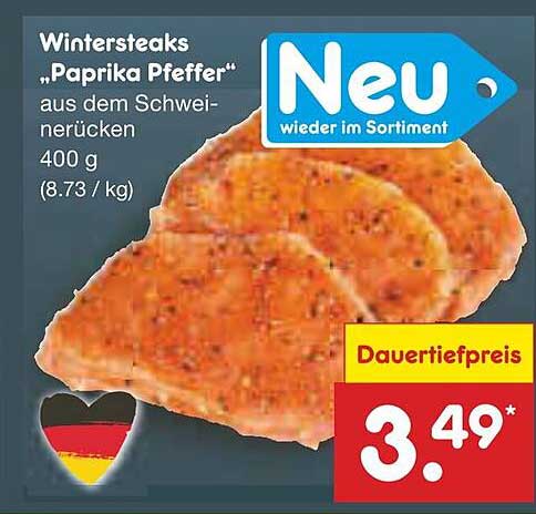 Wintersteaks "Paprika Pfeffer" aus dem Schwei­nerücken, 400 g