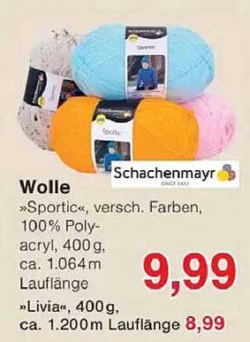 Wolle »Sportic« und »Livia«, verschiedene Farben