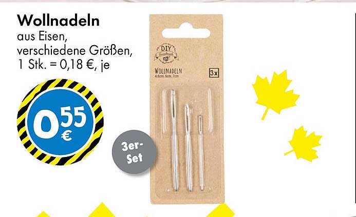 Wollnadeln aus Eisen, verschiedene Größen, 3er-Set