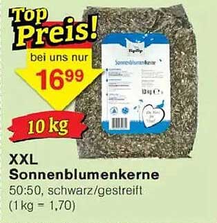 XXL Sonnenblumenkerne 50:50, schwarz/gestreift - 10 kg