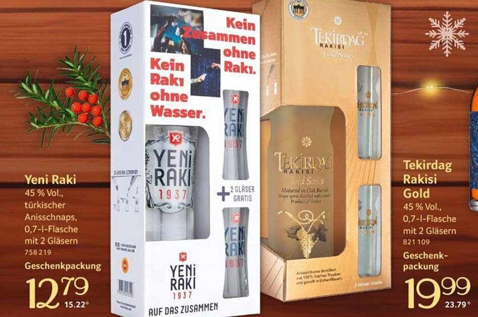 Yeni Raki 1937 - 45 % Vol., türkischer Anisschnaps mit 2 Gläsern Gratis