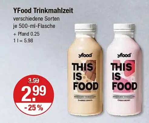 YFood Trinkmahlzeit verschiedene Sorten je 500-ml-Flasche