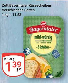 Zott Bayernter Käse­schei­ben - mild-würzig