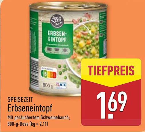 SPEISEZEIT Erbseneintopf mit geräuchertem Schweinebauch; 800-g-Dose
