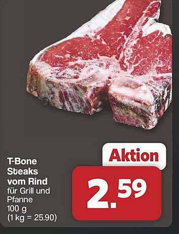 T-Bone Steaks vom Rind für Grill und Pfanne