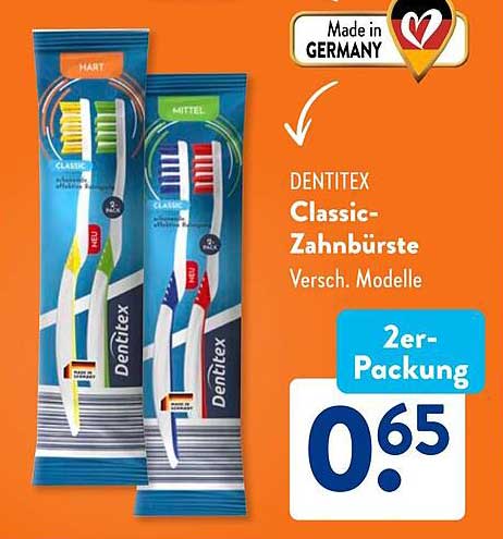 DENTITEX Classic-Zahnbürste 2er-Packung