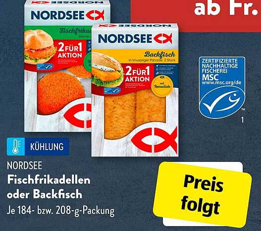 NORDSEE Fischfrikadellen oder Backfisch - 2 für 1 Aktion