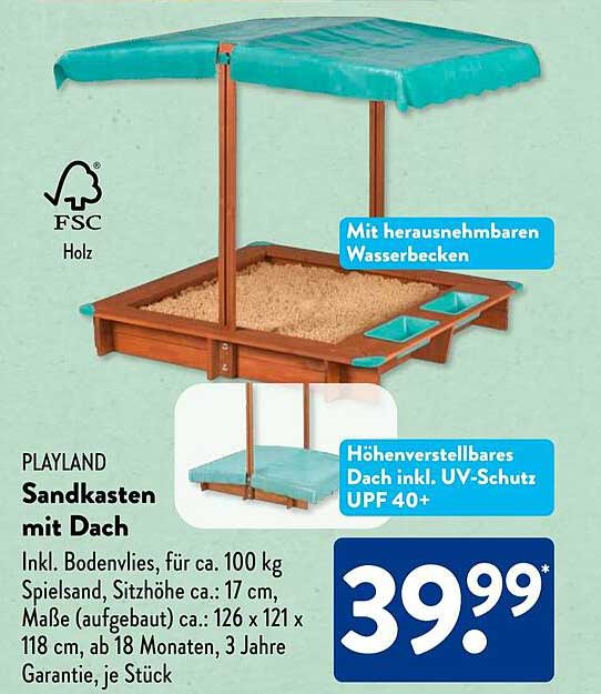 PLAYLAND Sandkasten mit Dach