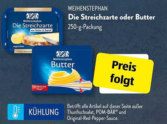 WEIHENSTEPHAN Die Streichzarte oder Butter 250-g-Packung