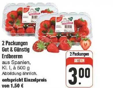 2 Packungen Gut & Günstig Erdbeeren aus Spanien