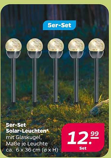 5er-Set Solar-Leuchten mit Glaskugel
