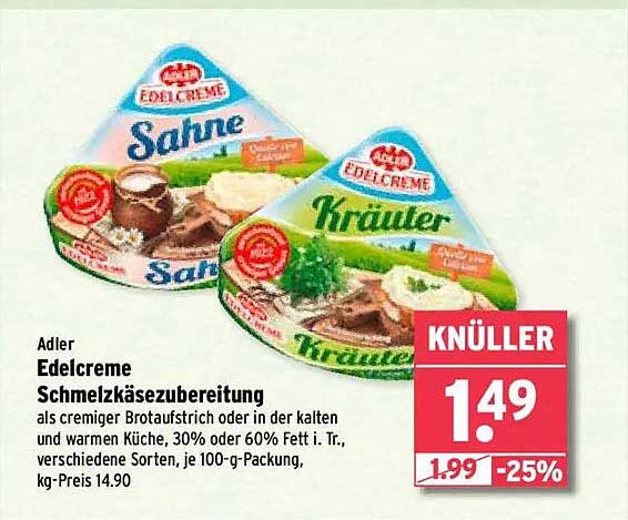 Adler Edelcreme Schmelzkäsezubereitung