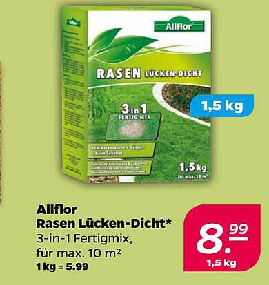 Allflor Rasen Lücken-Dicht 3-in-1 Fertigmix, für max. 10 m²